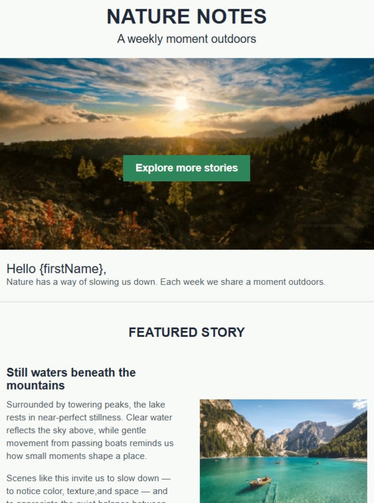 Nature Notes HTML newsletter email project preview